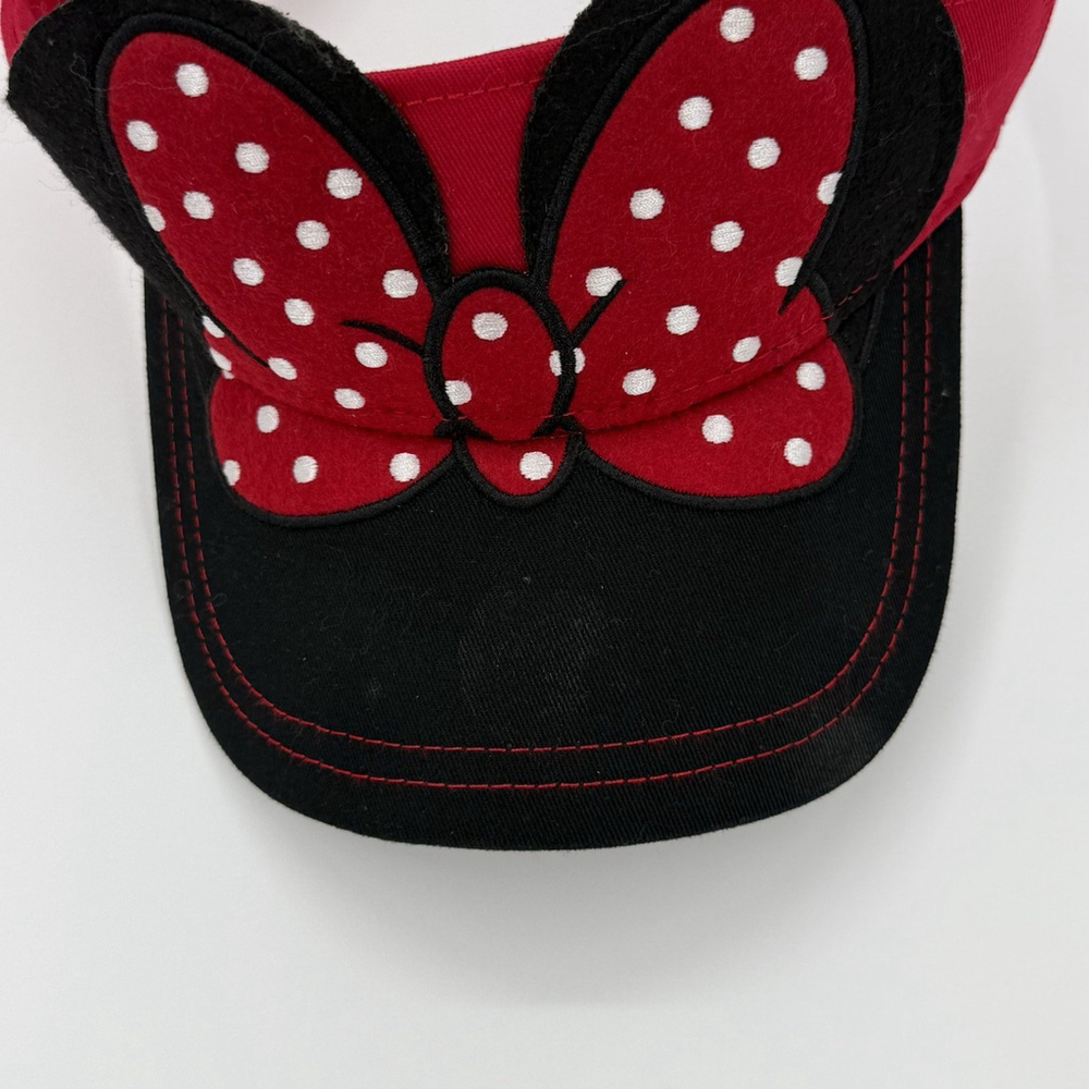 Disney World Polka Dot Bow Hat Minnie Mouse Adjustable Visor Ladies One Size - Picture 2 of 5